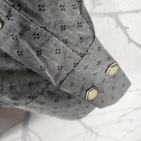 Acorn by Bob Goldfeder Gray Dots Print Hexagon Snap Western Shirt - Picture 5 of 8